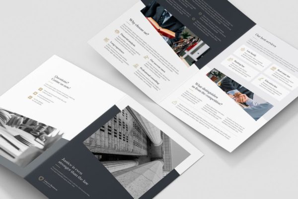 法律&律师双折宣传册设计模板 Brochure – Lawyer Bi-Fold