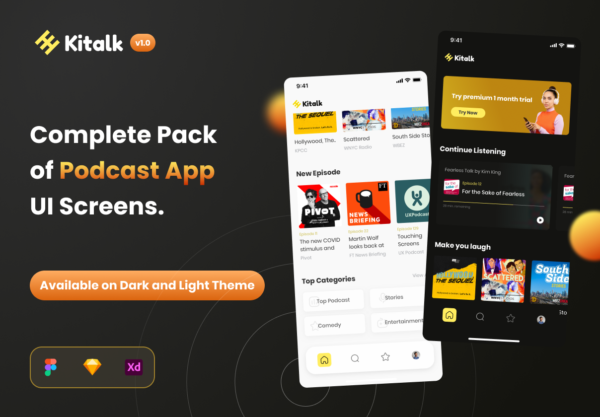 设计森林下午茶：数字广播类播客App应用程序UI套件