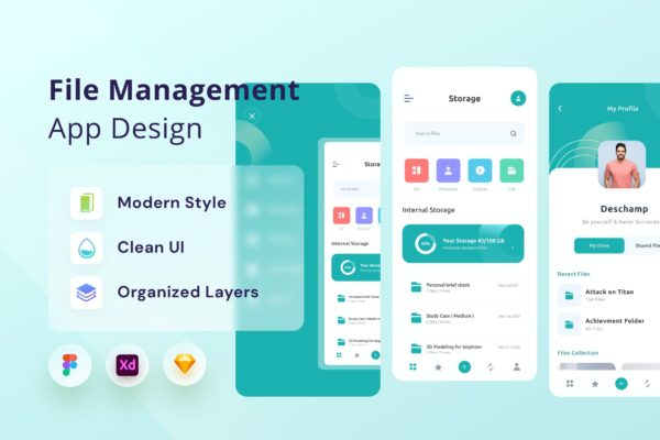 文件管理应用程序App设计模板 File Management App