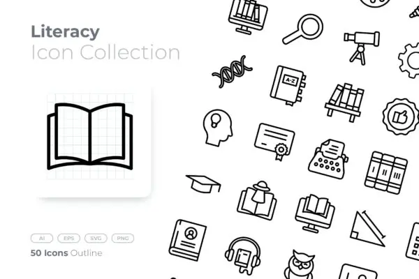 文化技能轮廓图标素材 Literacy Outline Icon