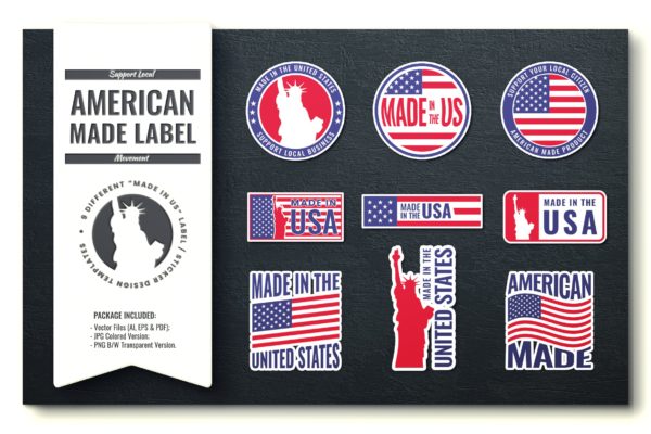 美国制造主题图标/标签/贴纸素材 Made In The United States Of America Icons / Label
