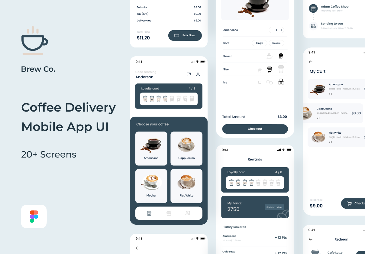 Brew Co. – Coffee Delivery Mobile App UI