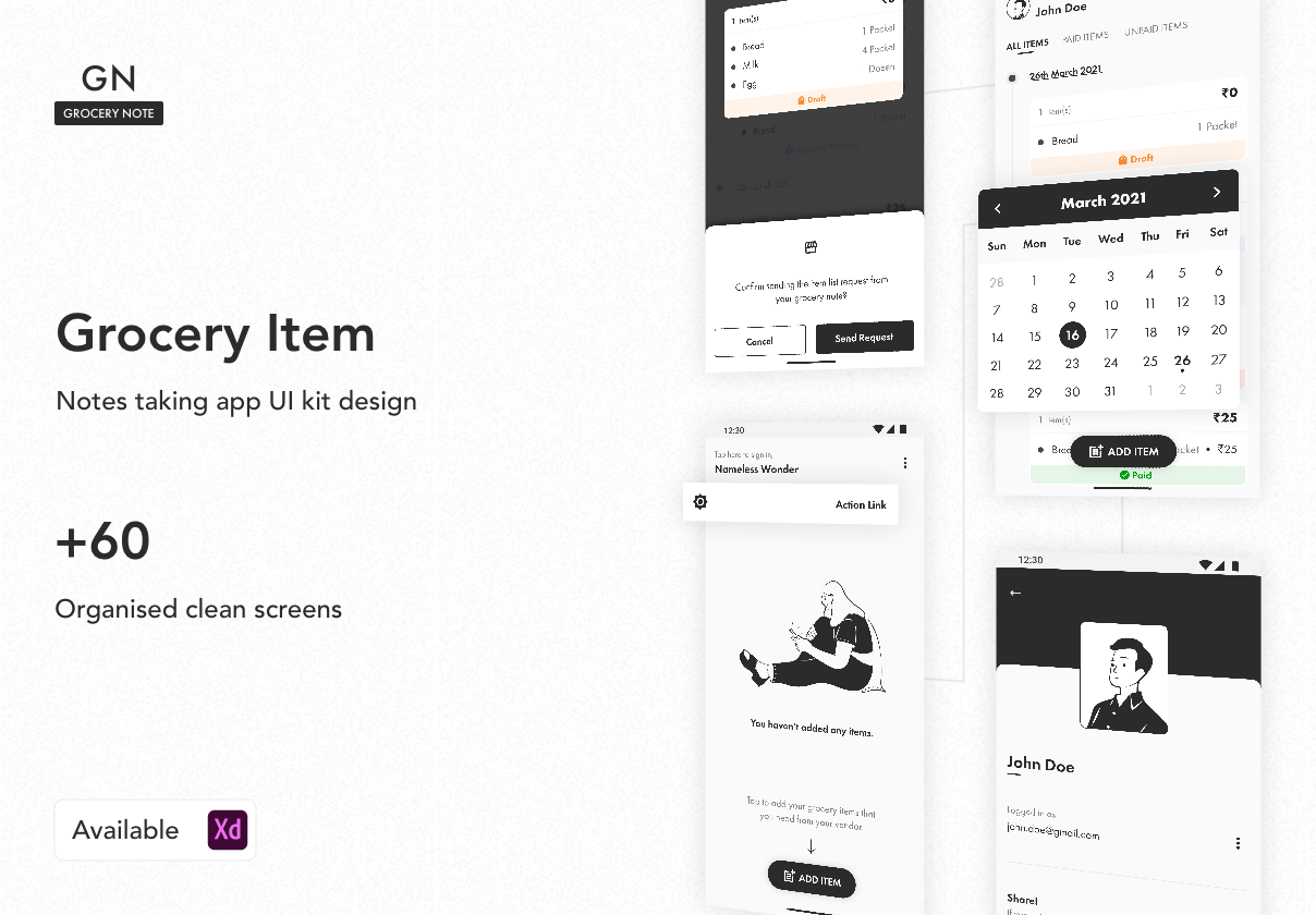 Grocery Note – UI Kit