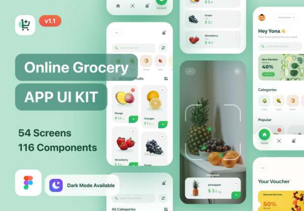 设计森林下午茶：在线杂货店App应用 UI 套件