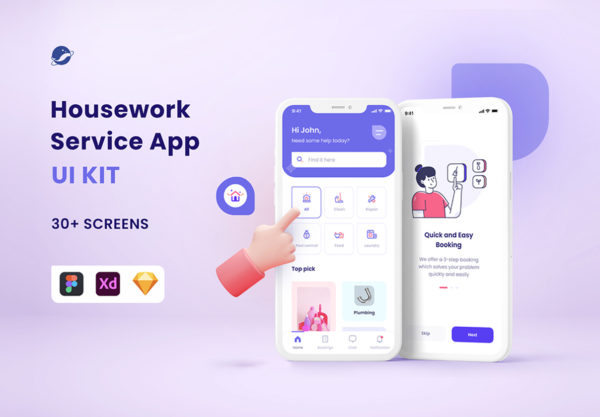 设计森林下午茶：清洁家政服务App应用 UI 套件