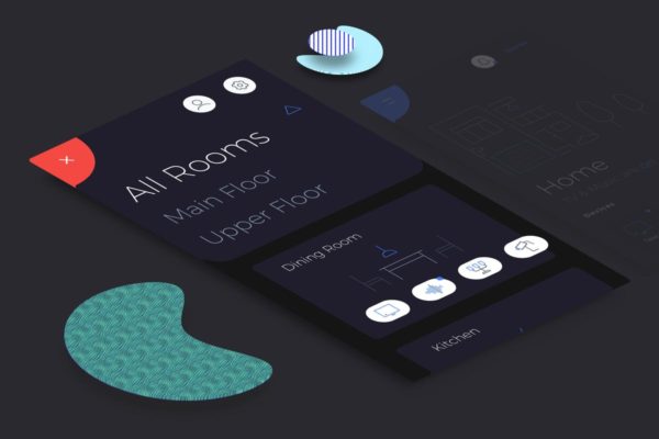 智能家居APP应用菜单UI模板 Smart Home Menu Mobile Ui v.2
