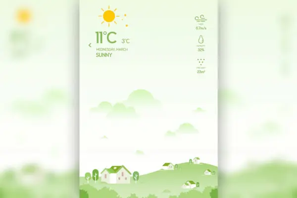 清新背景天气APP应用UI界面设计素材