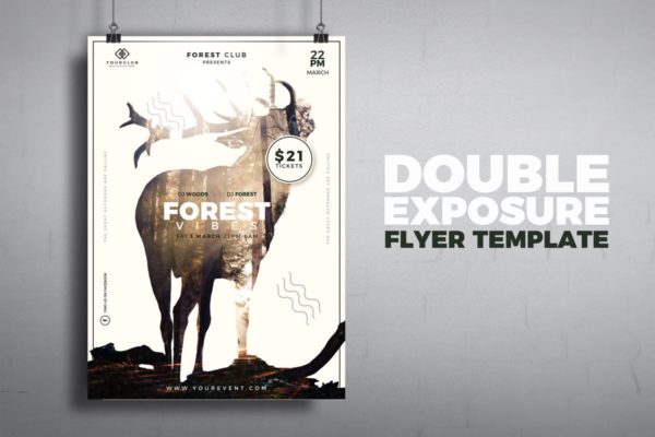 大自然双重曝光海报设计模板 Nature Double Exposure Flyer Template