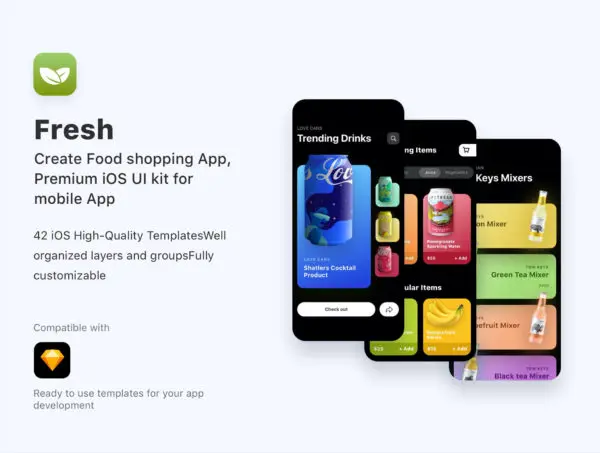设计森林下午茶：新鲜食品订购应用程序APP UI设计SKETCH模板