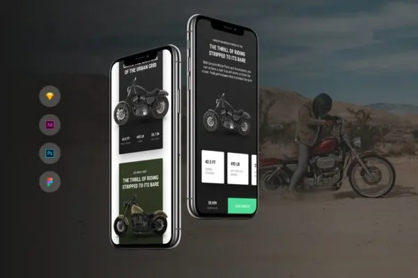 摩托车在线商店APP应用UI套件 Motorcycle Shop iOS & Android UI Kit Template