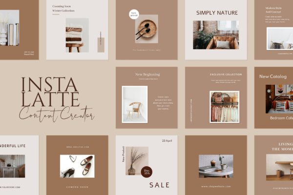 摄影作品展示Instagram社交贴图设计模板 Latte Insta Creator