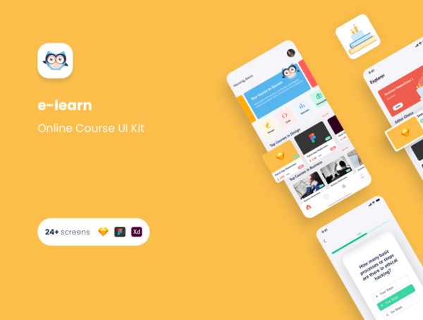 设计森林下午茶：电子学习在线课程APP UI套件