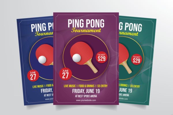 乒乓球锦标赛海报素材 Ping Pong Tournament Flyer Template