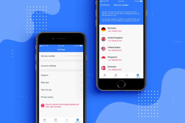 电话录音软件APP应用UI界面设计模板 Call Recorder mobile ui app