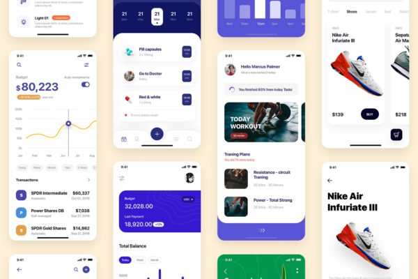 信用卡生活APP应用UI界面设计XD模板 PLATIN – Multipurpose Card-based_ADOBE XD