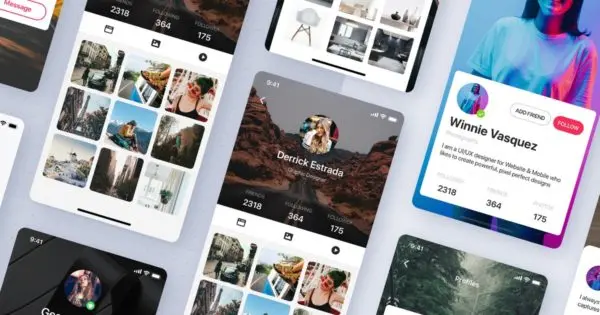 社交APP应用个人中心用户界面设计Sketch模板