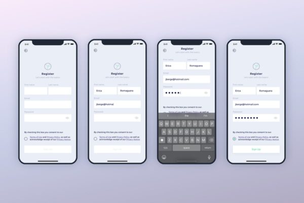 极简主义登录注册页面手机APP应用UI模板 SignIn SignUp Mobile Ui – FP