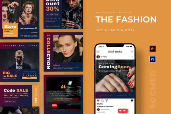 时尚促销社交广告贴图设计模板 Fashion Socmed Post