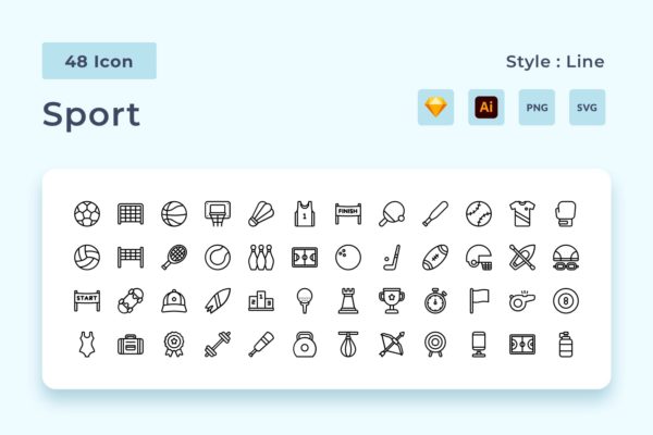 田径主题线条样式图标素材 Athletics Outline Style Icon Pack