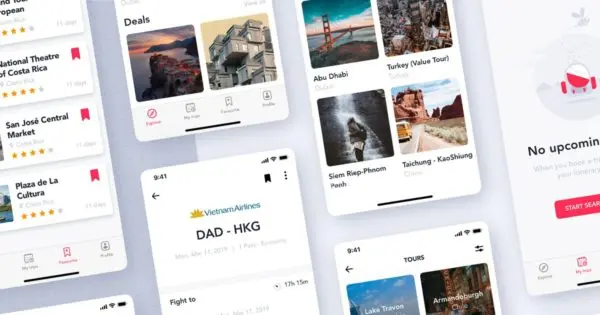 旅游订票服务app应用中心界面UI设计模板 Travel & ticket booking app