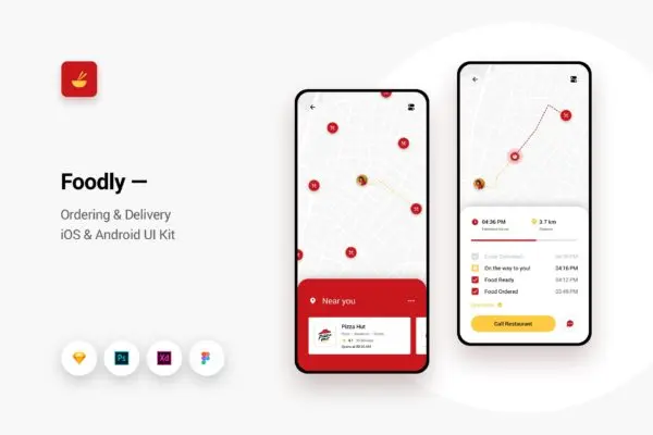 在线订餐&外卖配送APP应用UI设计模板v9 Foodly – Ordering Delivery iOS & Android UI Kit 9