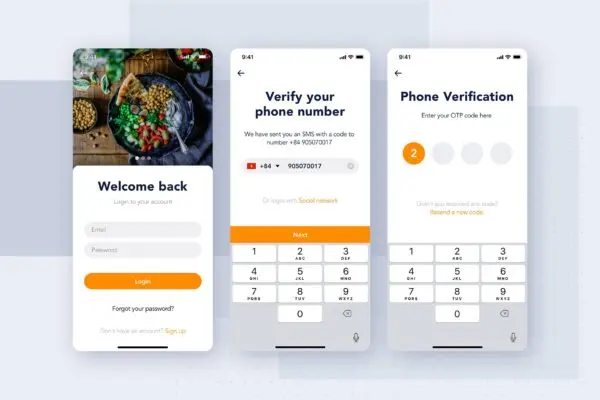 APP应用登录手机短信验证界面UI设计模板 Login Authentication UI screen concept