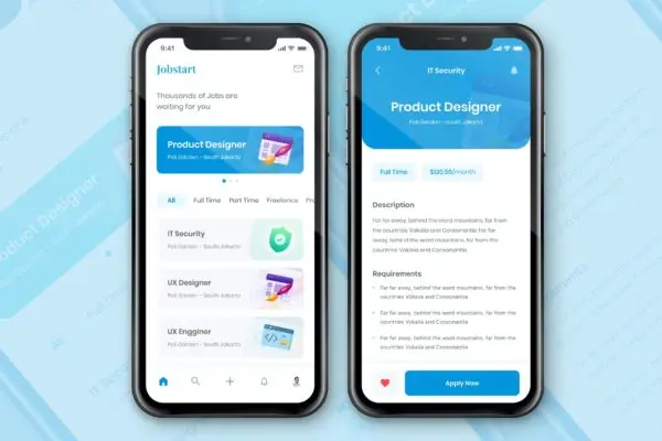 招聘App应用界面UI设计概念模板 Job Seeker App Concept