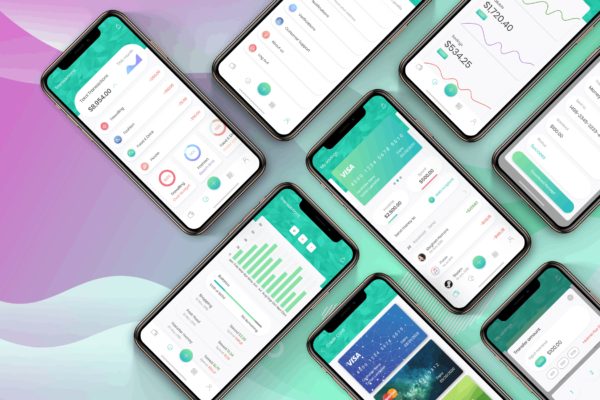 电子钱包金融APP应用UI设计套件2 Financial App UI Mobile Kit 2 – H