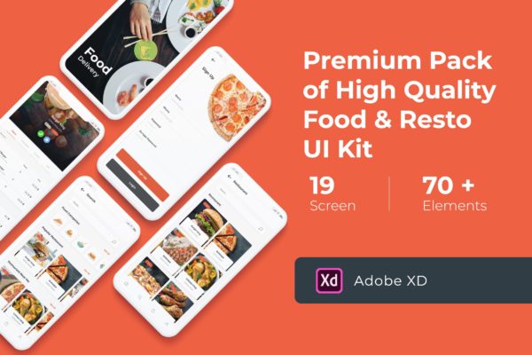 外卖点餐APP应用UI设计套件XD模板 Food Delivery UI KIT for XD