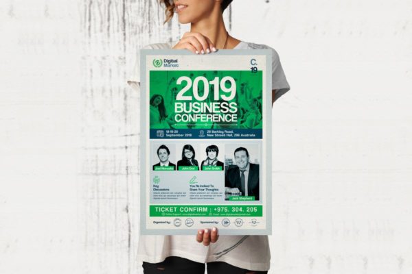 业务会议海报模板下载 Conference Flyer Template
