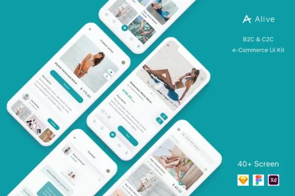 B2C&C2C电商平台APP交互设计UI套件 Alive – B2C and C2C eCommerce App Ui Kit