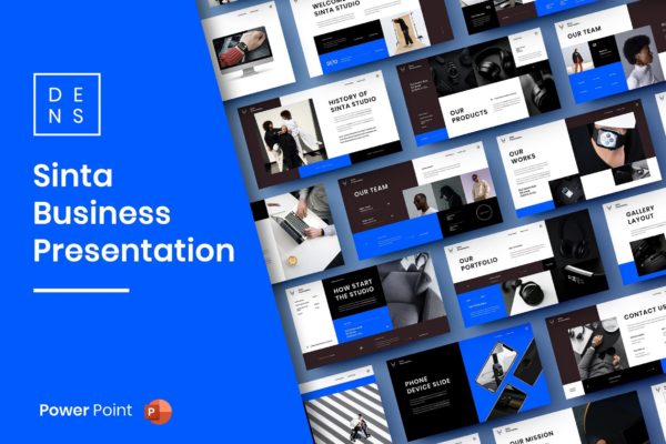 耳机外设品牌推广PPT素材 Sinta – Business PowerPoint Template