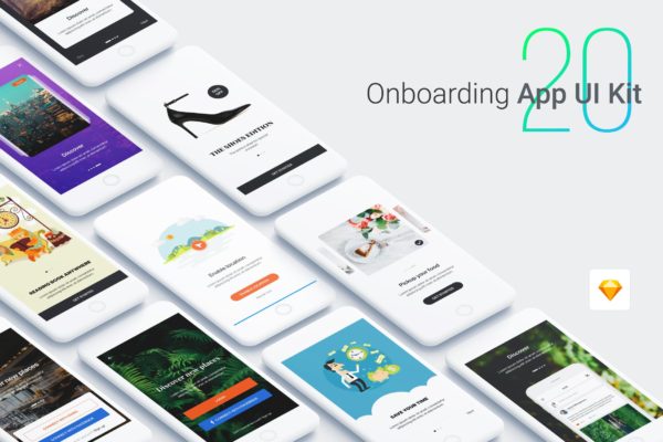 15个APP应用启动页UI界面设计模板 Walkthrough – Onboarding App UI Kit