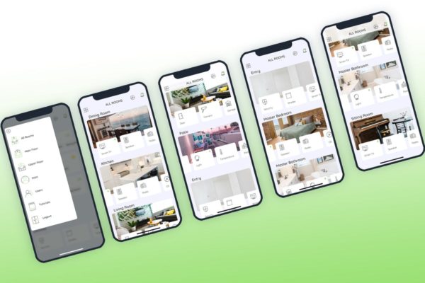 app界面设计智能家居APP应用房间设备管理界面UI套件 All Rooms Smarthome Mobile UI – FP
