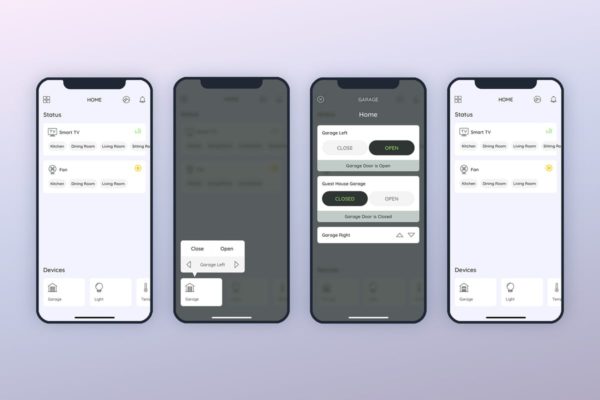 智能家居APP应用车库管理界面UI模板 Garage Smarthome Mobile UI – FP