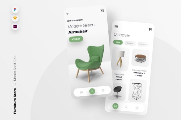 家具店App移动应用程序 UI 套件模板 Furniture Store Mobile App UI Kit Template