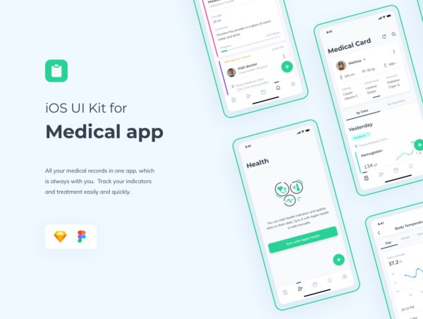 设计森林下午茶：适用于iOS的医疗保健服务App UI套件