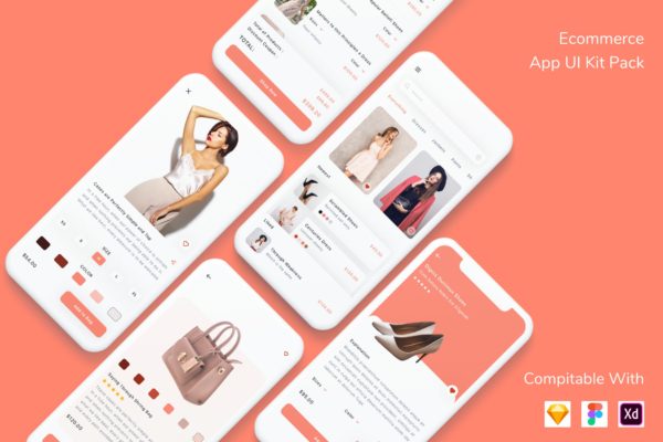 电子商务应用UI设计预览模板下载 Ecommerce App UI Kit Pack