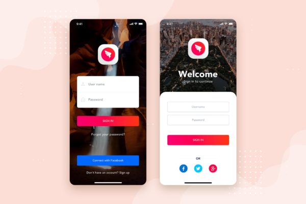 APP应用注册登录界面设计模板下载v7 Login/Sign in Mobile Interface Concept