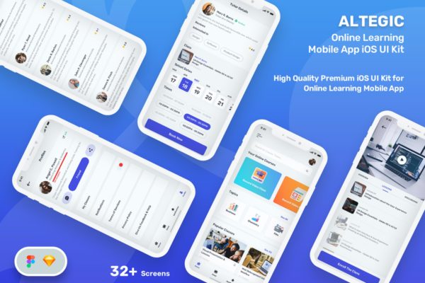 在线学习App移动应用程序UI套件 Altegic – Online Learning Mobile App UI