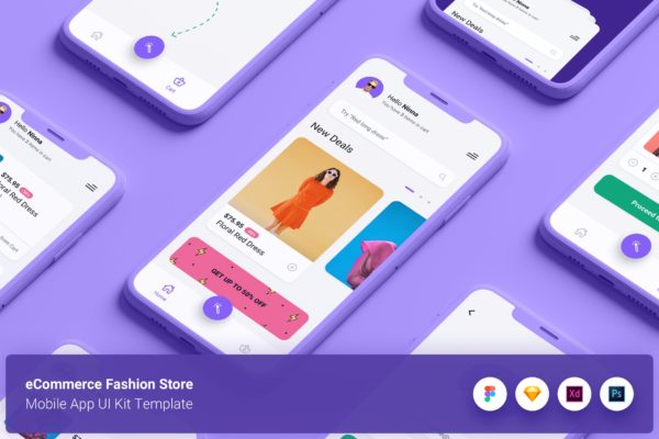 电子商务/时尚商店App UI工具包模板 eCommerce Fashion Store App UI Kit Template