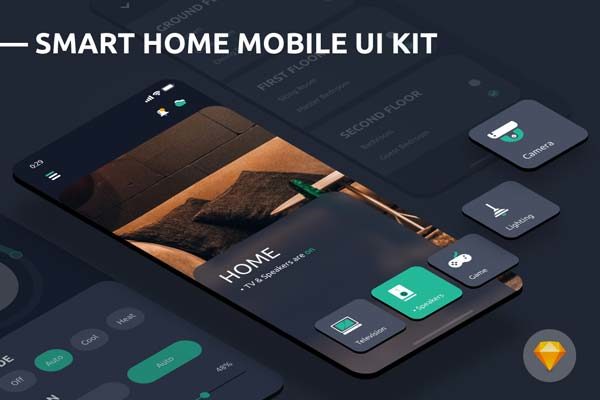 设计森林下午茶：自动化智能居家多功能APP UI KIT套装下载[Sketch]