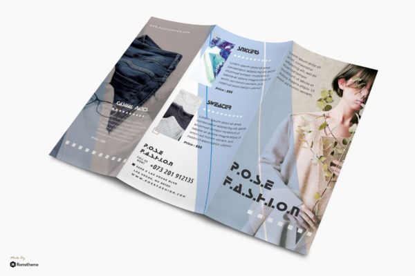 时尚促销三折页广告小册子设计模板 Pose – Fashion Promotion Trifold Brochure RY