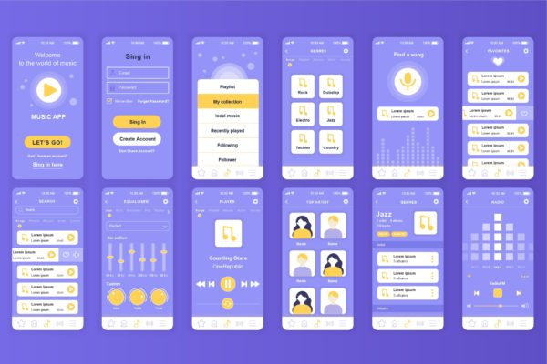免费音乐APP开发设计UI套件 Music Mobile App UI Kit