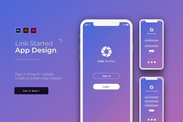 APP注册登录界面UI设计模板 Link Login & Signup | App Template