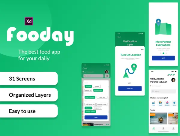 设计森林下午茶：绿色清新风格美食APP iOS应用UI设计套件