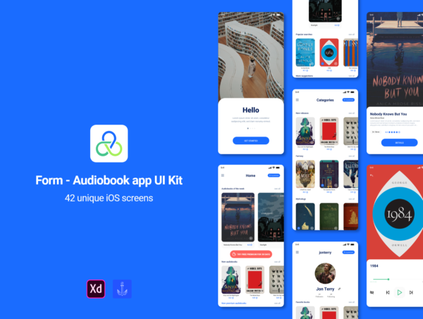 设计森林下午茶：有声读物书店App应用iOS UI套件XD版本