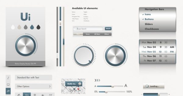 现代简约iOS用户界面图形元素UI工具包 iOS UI Elements – GUI User Interface Pack
