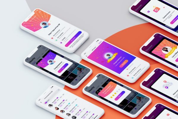 在线约会异性交友手机APP应用UI套件v2 Dating mobile app UI kit – Part 2