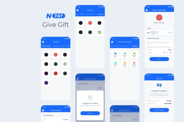 电子钱包APP应用UI设计之红包转账界面设计模板 Give Gift – Wallet Mobile UI – N